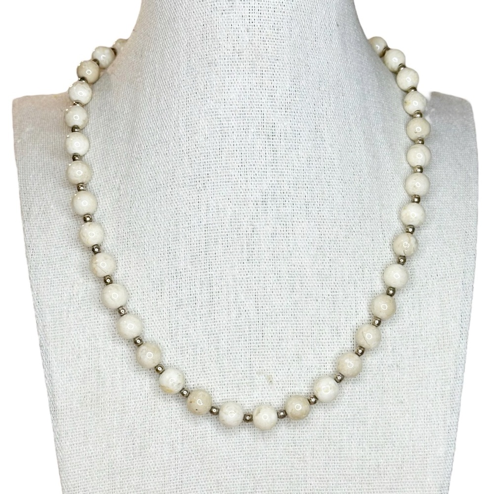 Samara NWT Sterling Silver Fossil Jasper Stone Beaded Necklace